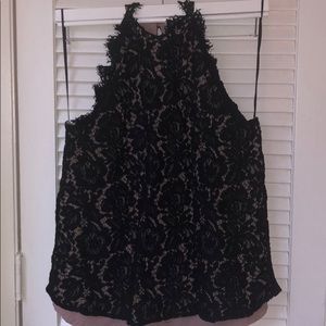 Olivia Grey High Neck Lace Top